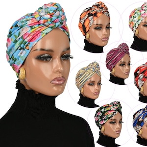 PRE-TIED ELEGANT TopKnot Twisted Turban /Slide On Turban Cap/ Pre-Tied Turban /Boho Chic/Chemo Gift/Alopecia Cap/Gift For Her/Turban Beanie