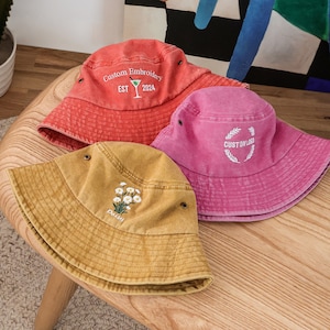 Daisy Hat, Custom Bucket Hat, Flower Vintage Hat, Customized Gift for Her, Bachelorette Party Gift, Personalized Girls Hat for Trip 24061001