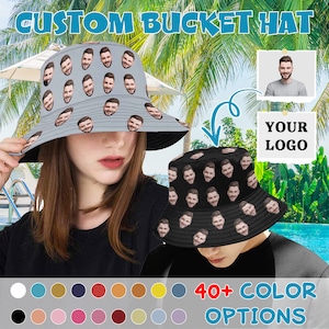 Custom Unisex Multi-faceted Bucket Hats, Custom Face/Logo/Photo Bucket Hats, Custom Men/Women Bucket Hats, Custom Party Summer Hats Gifts
