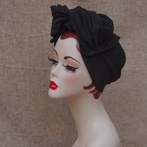 Vintage style black turban headband 40s // Urban Diva Diva fifties forties Retro worker Look headwrap Pin Up Hair Turbanhat by Jazzafine